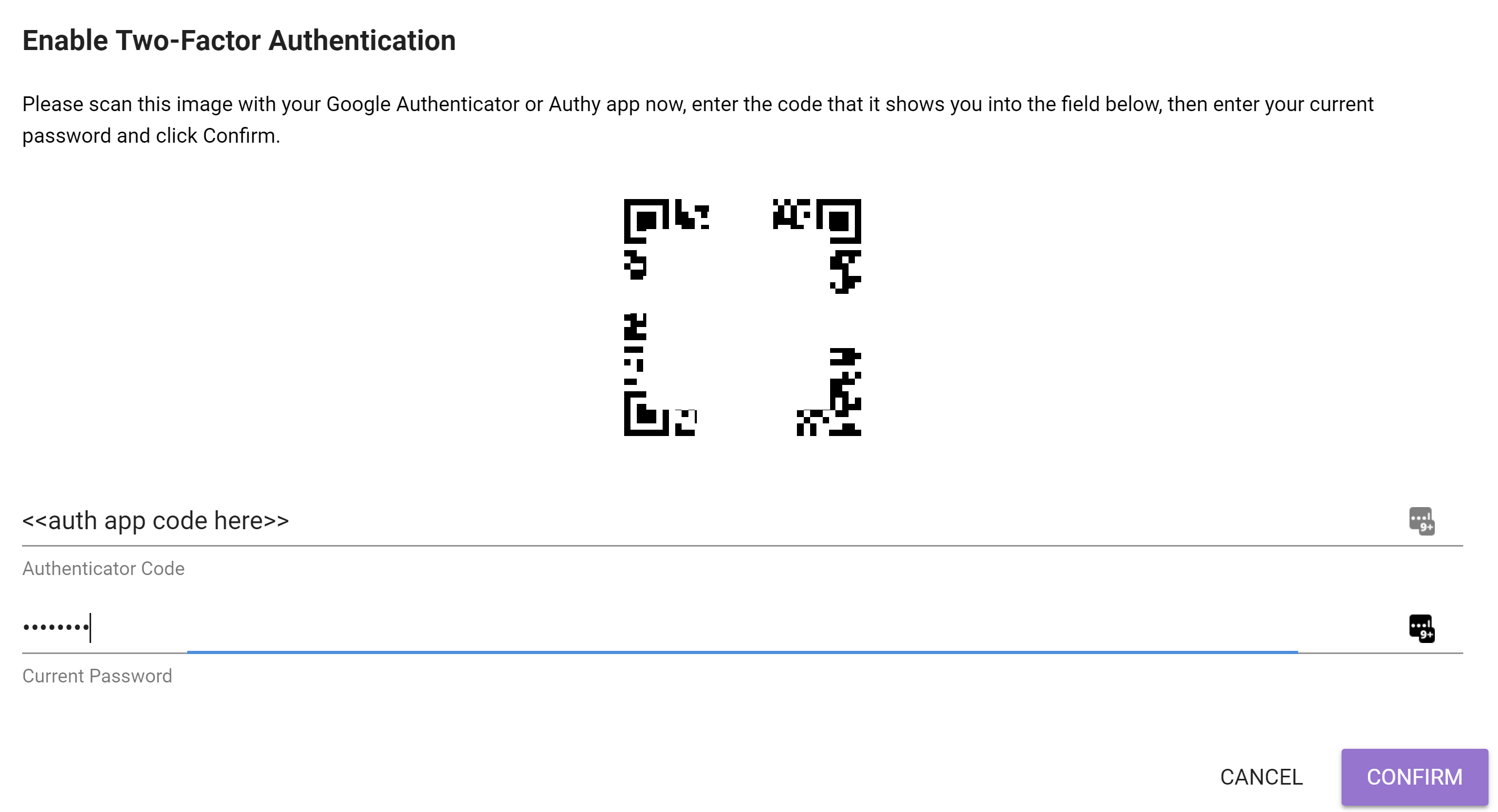 Enabling MFA using App