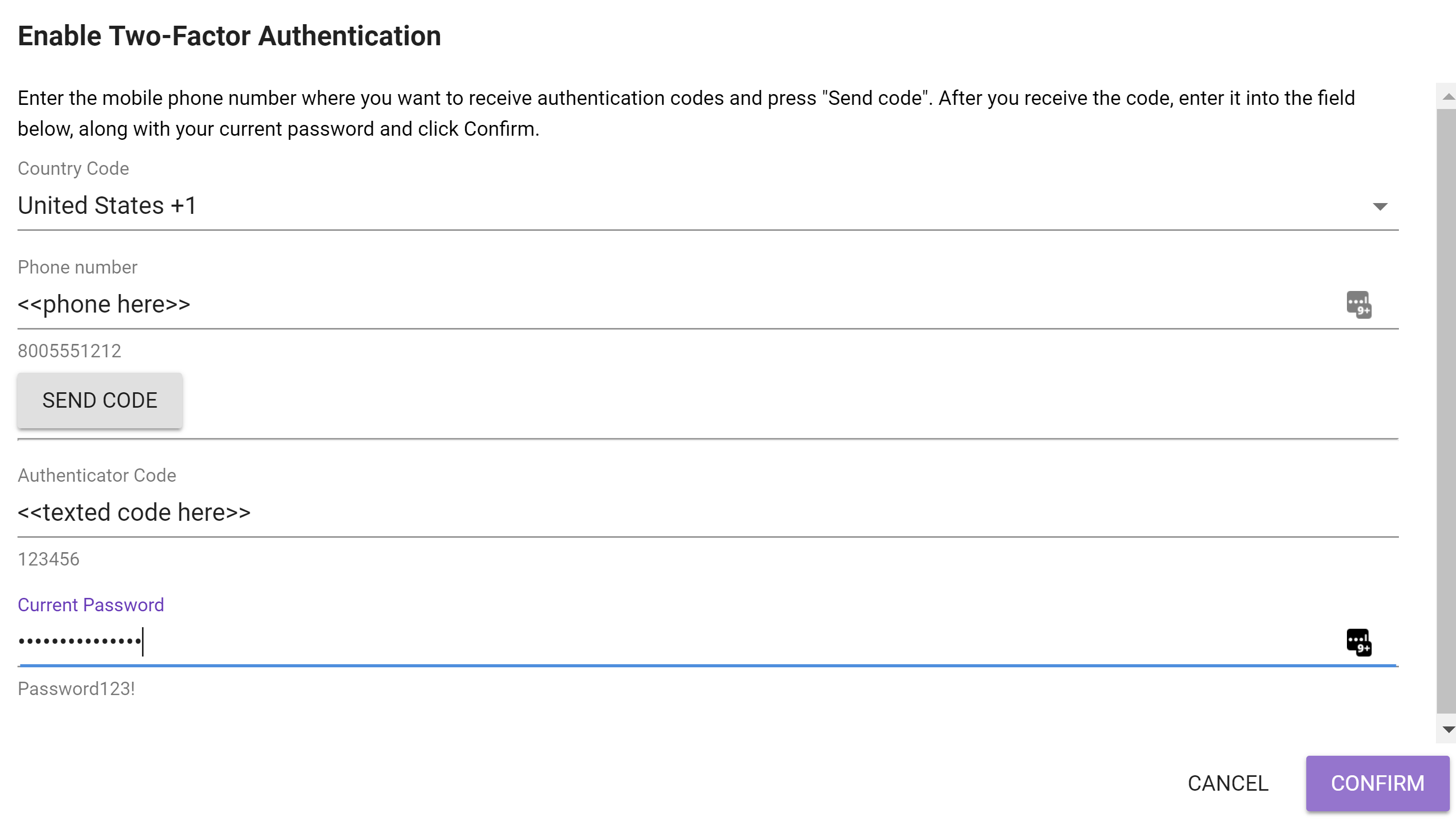 Enabling MFA using SMS