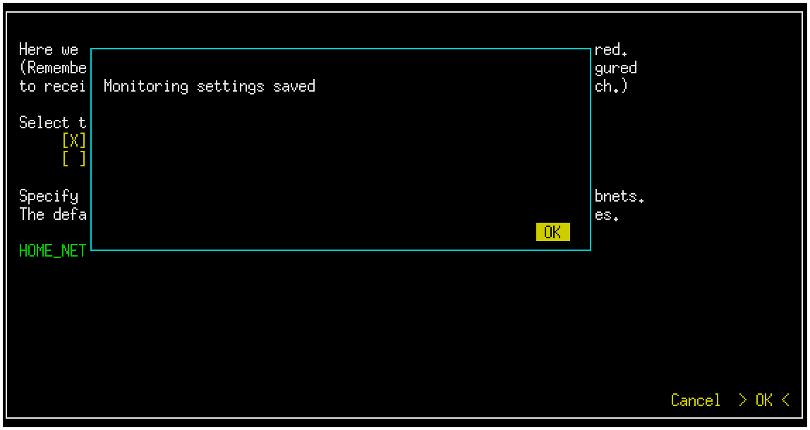 Monitored Network Interfaces Screen 3